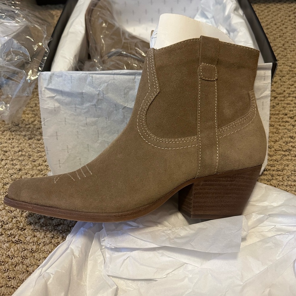 Dolce Vita Tan Ankle Booties with Suede Finish